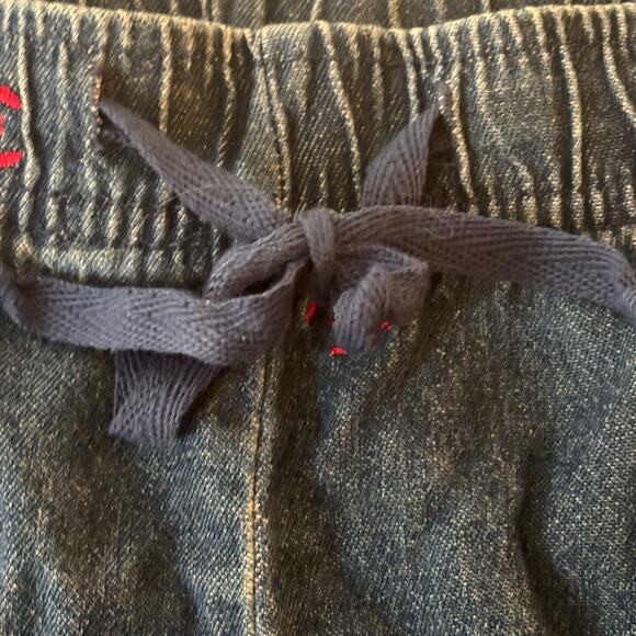 Denim Lobster Embroidered Capri Pants Womans L Elastic Tie Waist Nautical Beachy - Picture 9 of 11